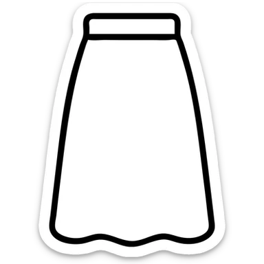 Add blue color to the long skirt while keeping the outlined icon style with no fill. Maintain the black outlines and no background. sticker