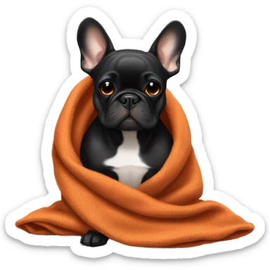 Black and tan frenchie with burnt orange blanket  sticker
