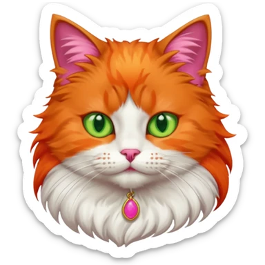 cat with red necklaced half body sticker