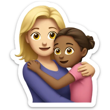 Mom and daughter hugging sticker