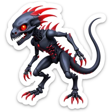 Shiny Futuristic Badass Demonic Spectral Dusky Spooky Skull-faced Cool Hot Stylish Handsome Alien-Salandit-Darkrai-Genesect-Fakémon-fusion (full body) sticker