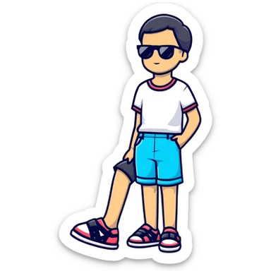 tropical bermuda shorts and fashionable sunglasses for summer sticker