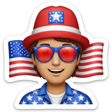 4th of july celebrate brunette man sticker