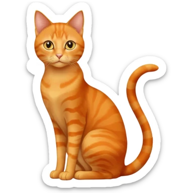 full body solid orange domestic shorthair slim cat with yellow/orange eyes sitting sticker