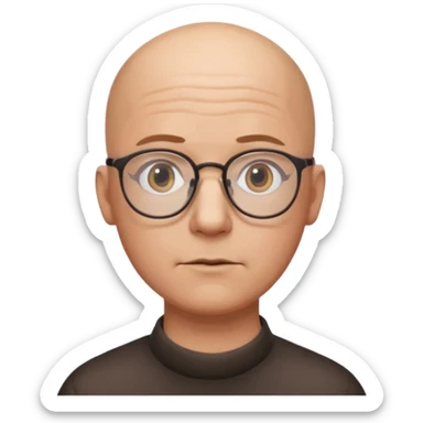 bald man with glasses, thinking, math symbols floating above his head sticker