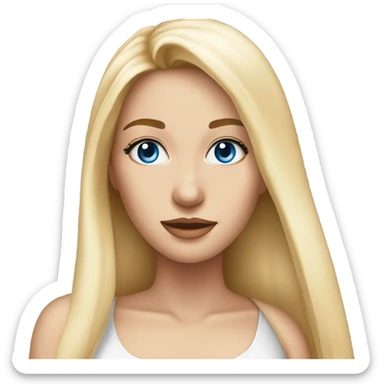 beautiful woman, long straight blonde hair, blue eyes, white tank top  sticker