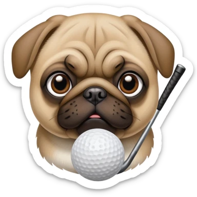 Golfing pug sticker