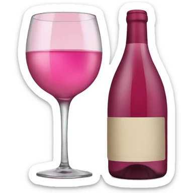 Pink wine bottle and wine glass sticker