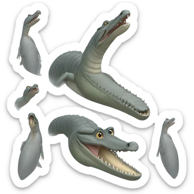 Grey Indian Gharial with very long and straight mouth sticker