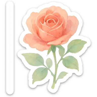 watercolor illustration of a rose, light brush strokes, pastel shades sticker