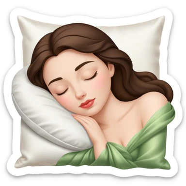 sleeping beauty brunette white girl with a silk pillow sticker