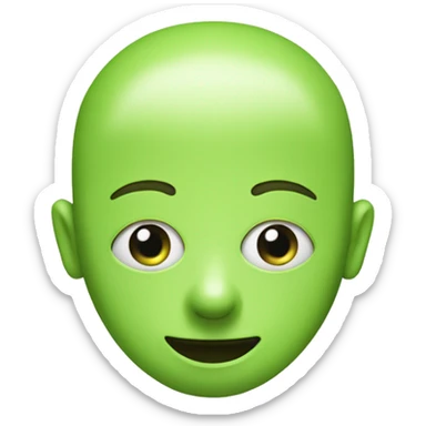 A figure that has a circle of a head nd has two dots as eyes a triangle nose and a simple mouth and it’s all a light green  sticker