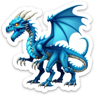 an electric bone dragon with blue teeth (full body) sticker