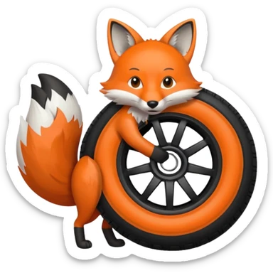 Diseña un Zorro mostrando una llanta  sticker