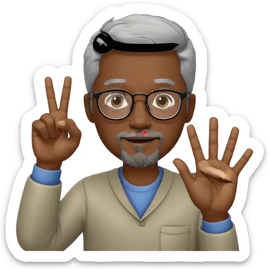 Black gray hair, & goatee with glasses on making okay sign with hand sticker