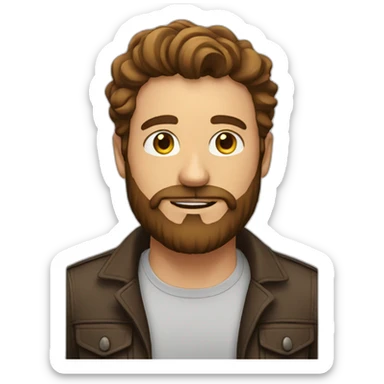man with brown beard and hair long sticker