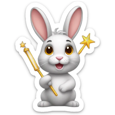 rabbit with magic wand sticker