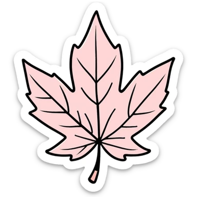 delicate pastel pink maple leaf with veins sticker