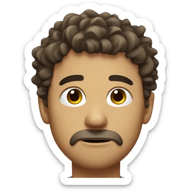 Sad man with stubble and messy hair. sticker