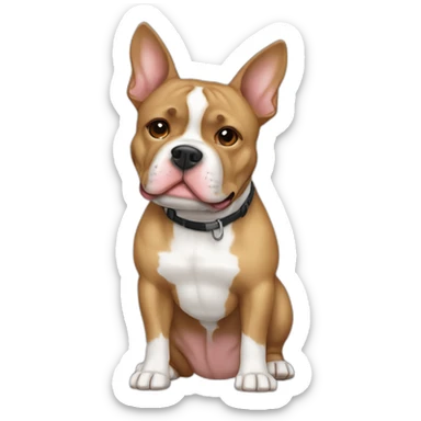 Light brown and white Pitbull French bulldog mix sticker