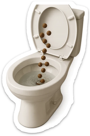 wc realistico con feci a palline che ci cadono dentro, iperrealistico 4k
 sticker