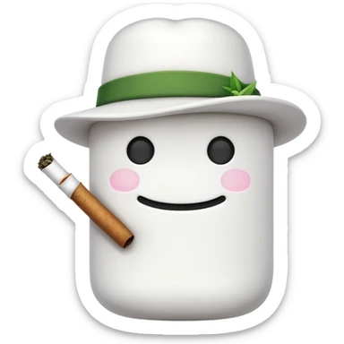 marshmallow gangster character smoking weed sticker