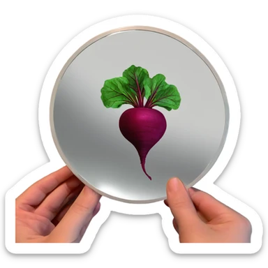 beetroot with mirror in hand sticker