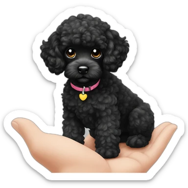 puppy black poodle toy sticker
