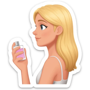 haz una chica rubia aplicandose perfume sticker
