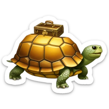 tortoise with a treasure chest as it's shell sticker