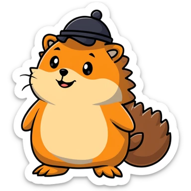 hedgehog taking off a hat sticker