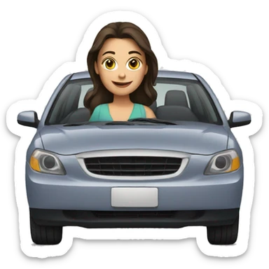 brunette girl in a car sticker