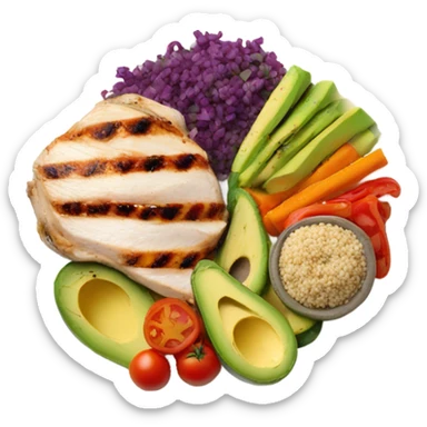 round white plate with healthy food sticker