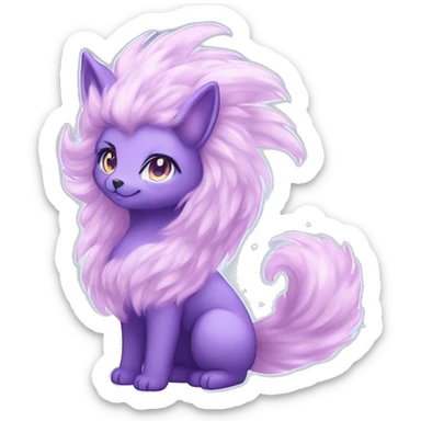 Shiny Sparkly Fluffy Long Mane Kawaii Ethereal Anthro Sona Nebula-Fakemon sticker
