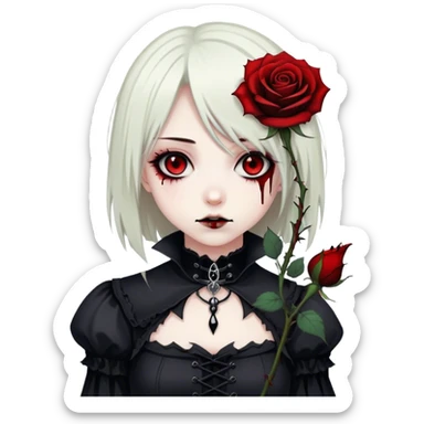 Bloody black rose anime gothic emo  beautiful gorgeous cool edgy cute lady  sticker
