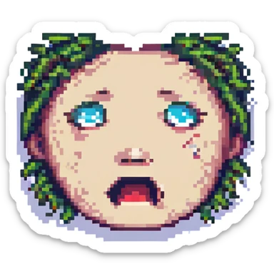 shocked pixel art face, simple and clear, expressive sticker