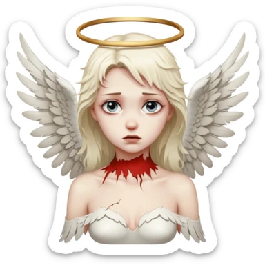 Female angel with torn wings, exposed collarbones, sorrow and lust intertwined sticker