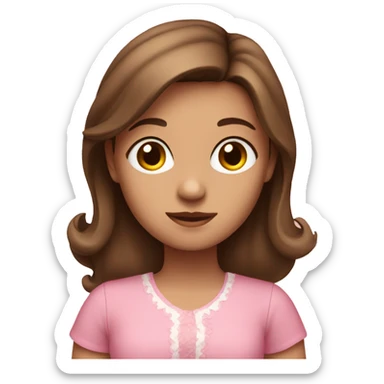 a girl with brown hair wearing a pink dress sticker
