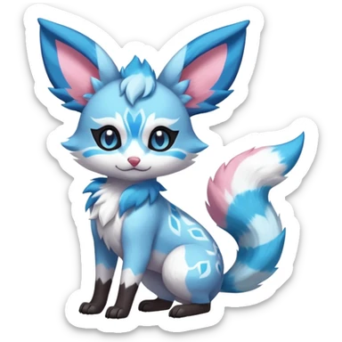 Rare realistic cute adorable epic aesthetic colorful Amaura-Sylveon-Glaceon-Civet-Genet-species-Fakemon-hybrid-creature, with markings, full body sticker