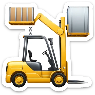 un muletto che scarica un camion usando cucchiaini  sticker