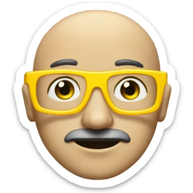 A bald guy with a moustache and yellow safety glasses  in the subway sticker