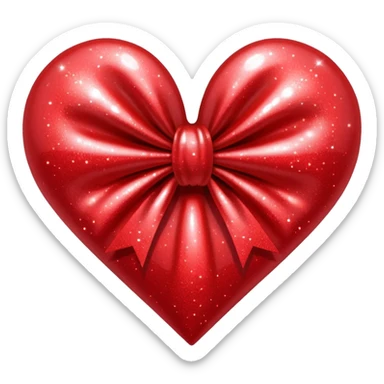 red glitter bow heart sticker