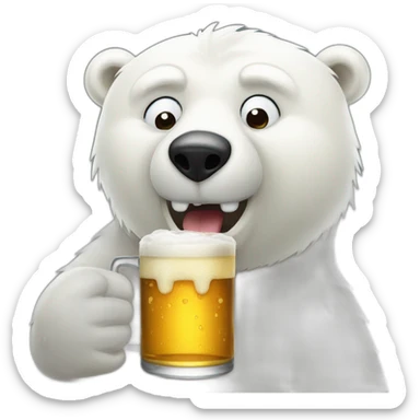  Polar bear drink beer sticker