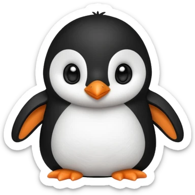 Adorable fluffy baby penguin plushy with the initials YH in its eyes sticker