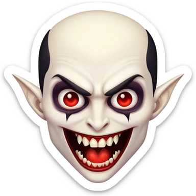 Vampire with large prominent fangs sticker