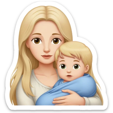 long hair mother and baby boy sticker