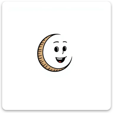 crescent moon emoji, colored in #fb8275, animated line art style sticker