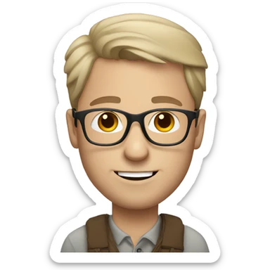 White Man with glasses with raccoon sticker