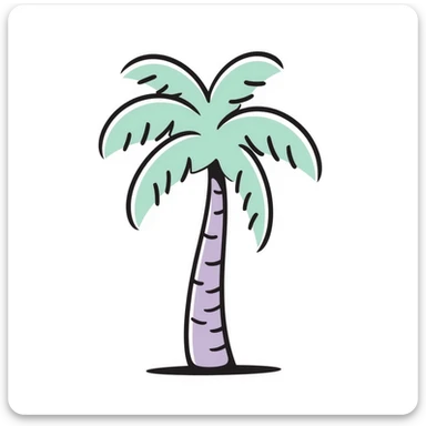 palm tree with pastel lilac trunk and pastel mint leaves sticker