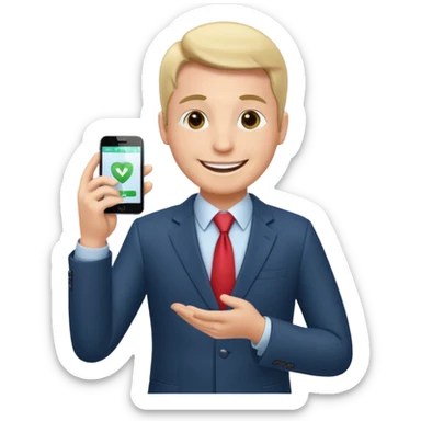 Happy CEO investing money to a hospital sticker